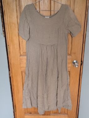 Tom Tom California Linen Taupe Midi Dress